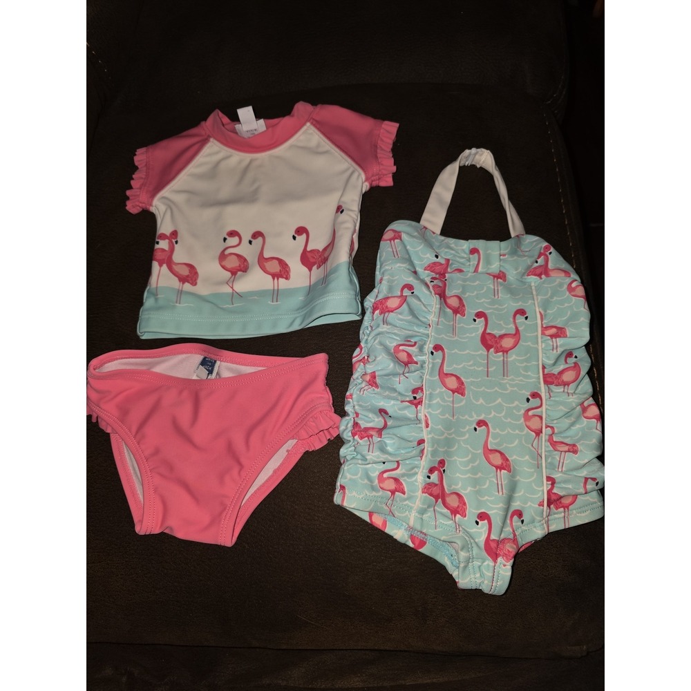 Janie and jack island flamingo bathing suit swim rash guard suit size 3 6 months